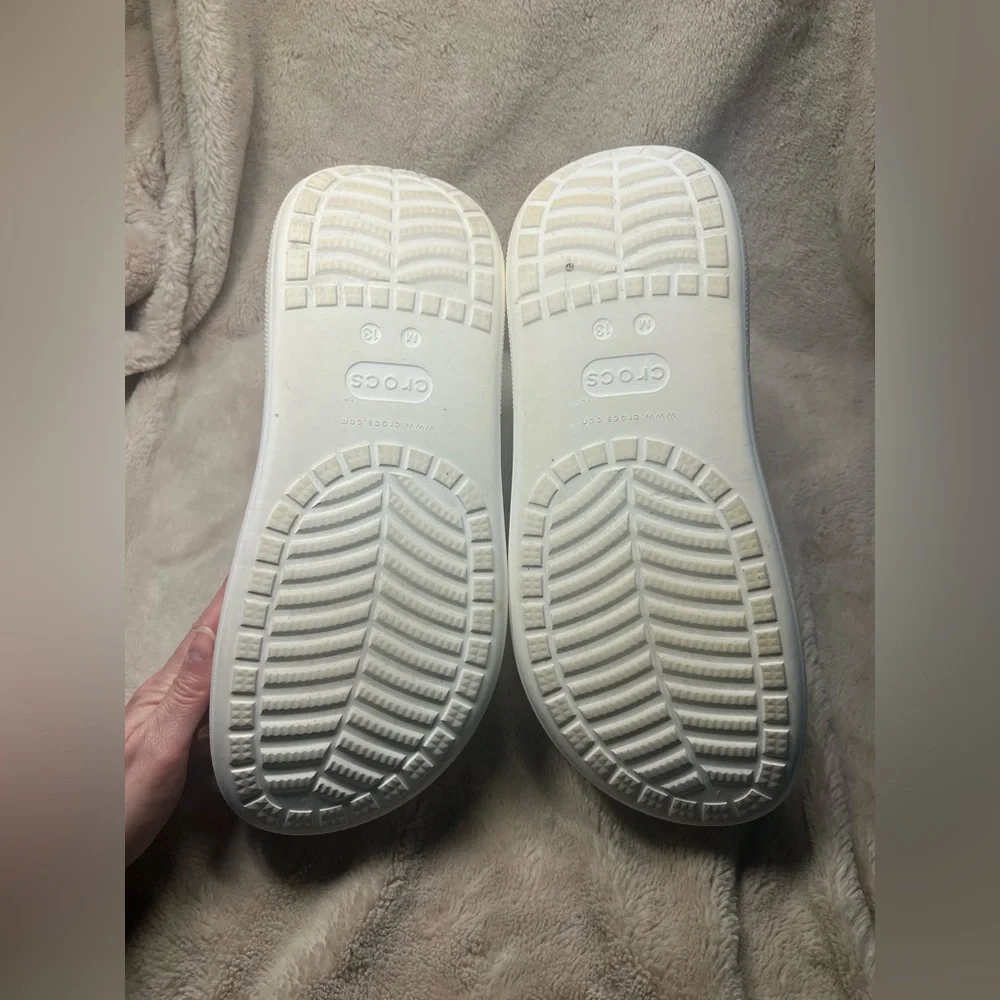 Crocs Classic Crush Clogs in white mens 13
